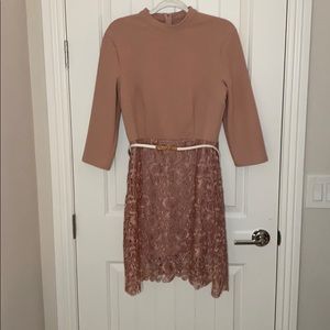 TALL a line mini dress. Dusty pink.